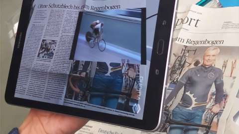 AR Inhalte einem interessanten Beitrag über den Bahnradsport