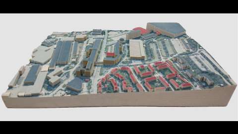Das Bild zeigt ein 3D-gedrucktes Geländemodell